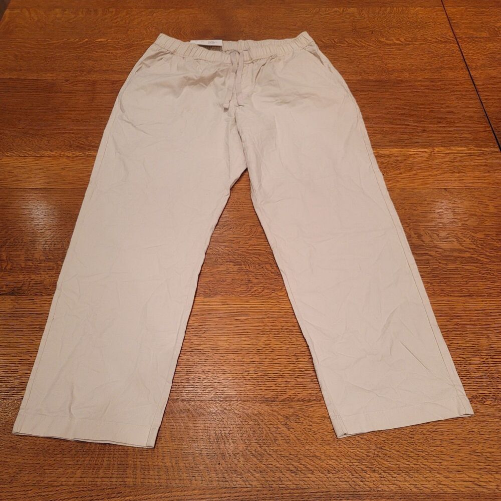 Uniqlo Women's Cotton Relaxed Ankle Pants Beige Size Large